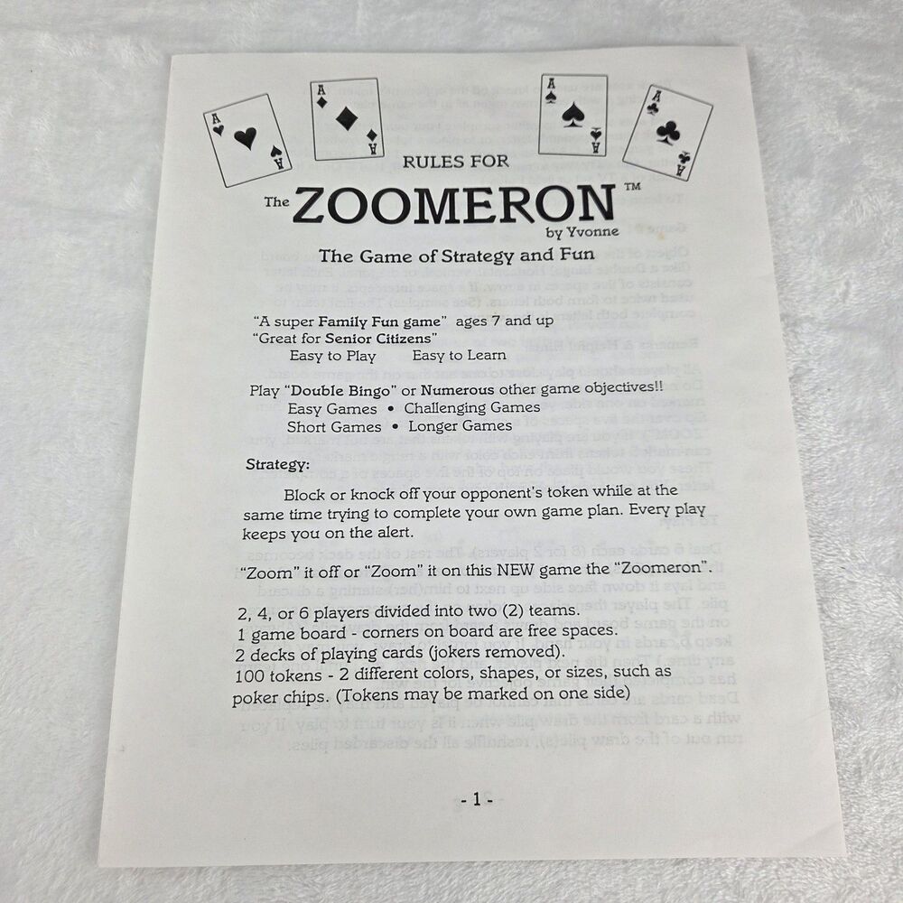 Vintage 1994 Zoomeron First Edition Complete Family Strategy Card Game - Picture 3 of 9
